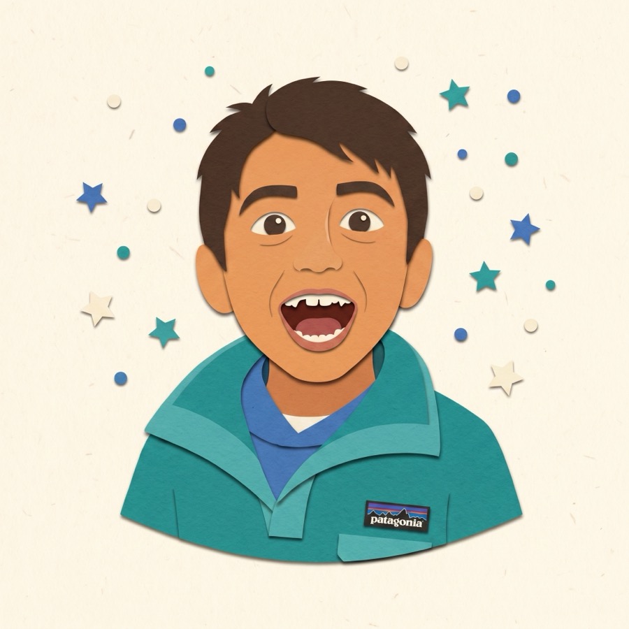 Luca — a paper-cutout avatar generated from a photo
