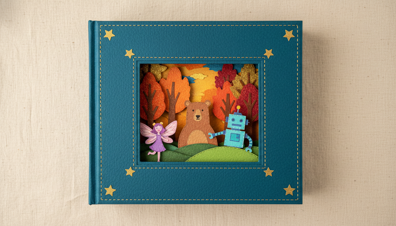 A beautiful pop-up storybook cover, closed and waiting to be opened